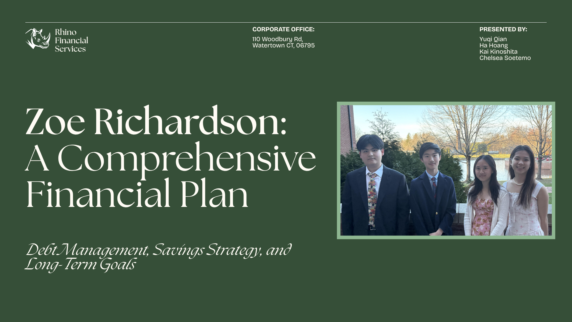 Slide 1: Zoe Richardson: A Comprehensive Financial Plan